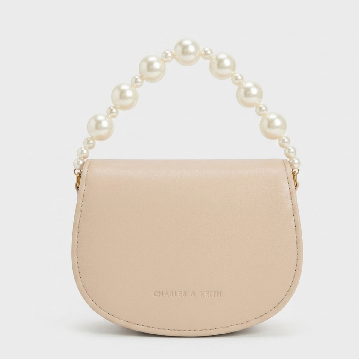 Pearl Embellished Saddle Bag